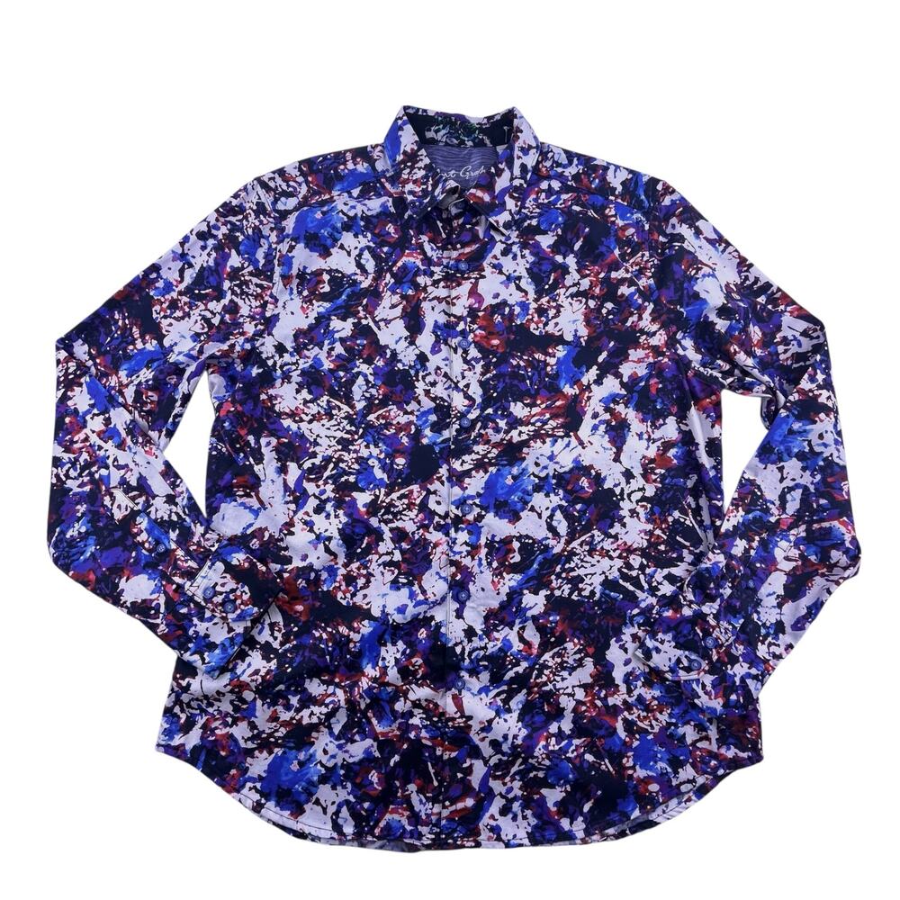 Robert Graham long sleeve button down shirt, multi color patterned, size large